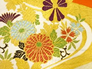 アンティーク　綴れ菊唐草模様織出し名古屋帯